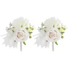 Mixed Flower Boutonniere Pack 2 White (13cmH)