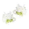 Mixed Flower Pearl Corsage Bracelet Pack 2 White (12cmH)