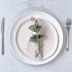 Mosaic Pattern Charger Plate Pack 4 White (33cmD)