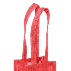 Natural Jute Posy Bag Plastic Liner Red 13.5x13.5x13.5cmH