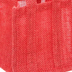Natural Jute Posy Bag Plastic Liner Red 13.5x13.5x13.5cmH
