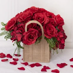 Natural Jute Posy Bag With Plastic Liner (23x22x20cmH)