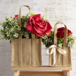 Natural Jute Posy Bag With Plastic Liner (23x22x20cmH)
