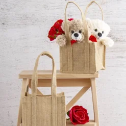 Natural Jute Posy Bag With Plastic Liner (13.5x13.5x13.5cmH)
