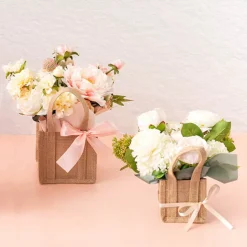 Natural Jute Posy Bag With Plastic Liner (15x15x14cmH)