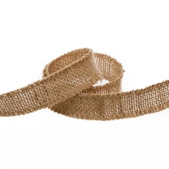 Natural Jute Ribbon Sewn Edge Natural (25mmx10m)
