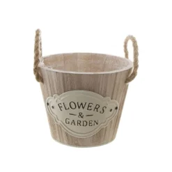 Nature Touch Wooden Bucket Planter (17cmDx13cmH)