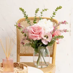 Nicole Flower Arrangement w Resin Water Pink (33x53cmH)