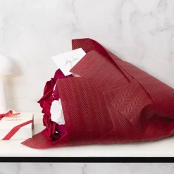 Nonwoven Embossed Wrap Sheets Willow Dark Red Pk50 (50x70cm)