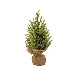 Norway Spruce Pine LED Burlap Table Top Tree Green (35cmH)