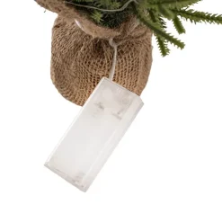Norway Spruce Pine LED Burlap Table Top Tree Green (35cmH)