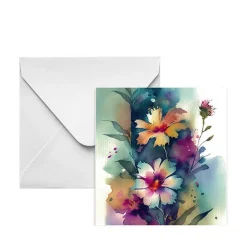 Nouvelle Card & Envelope Watercolour Cosmos Pk25(10x10cmH)