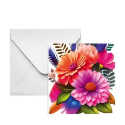 Nouvelle Gift Card & Envelope Vibrant Dasies Pk25 (10x10cmH)