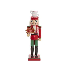 Nutcracker Holding Gingerbread Man Red & Green (36cmH)