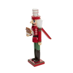 Nutcracker Holding Gingerbread Man Red & Green (36cmH)