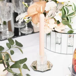 Octagon Mirror Glass Bevelled Plate Pack 4 Silver (10cmD)