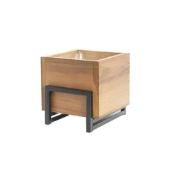 Organic Reclaimed Wooden Pot Planter With Stand 18x16x18cmH