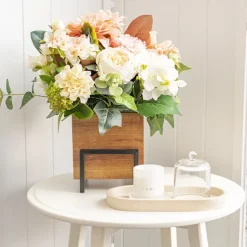 Organic Reclaimed Wooden Pot Planter With Stand 18x16x18cmH