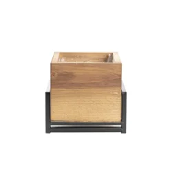 Organic Reclaimed Wooden Pot Planter With Stand 18x16x18cmH