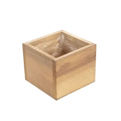 Organic Reclaimed Wooden Pot Planter With Stand 18x16x18cmH