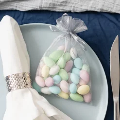 Organza Gift Bag Medium White Silver Pack 10 (12.5x17cmH)