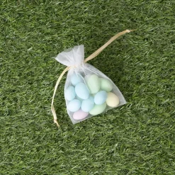 Organza Gift Bag Small White Gold Pack 10 (7.5x10cmH)