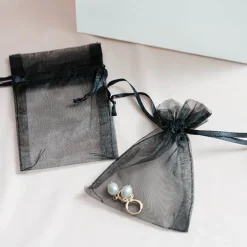 Organza Gift Bomboniere Bag Small Black Pack 10 (7.5x10cmH)