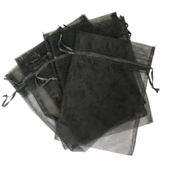Organza Gift Bomboniere Bag Medium Black Pk 10 (12.5x17cmH)