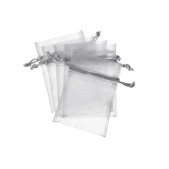 Organza Gift Bomboniere Bag Small Silver Pack 10 (7.5x10cmH)