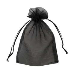 Organza Gift Bomboniere Bag Large Black Pack 10 (15x24cmH)