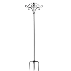 Outdoor Metal Shepherd's Hook Stand Double Black (160cmH)
