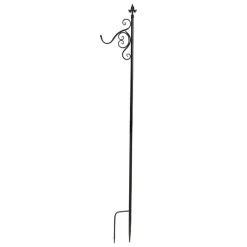 Outdoor Metal Shepherd's Hook Tall Single Stand Black (2mH)