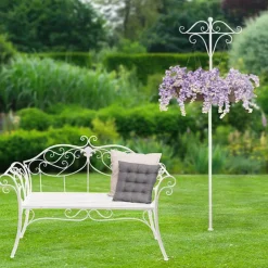 Outdoor Metal Shepherd's Hook Stand Double White (160cmH)