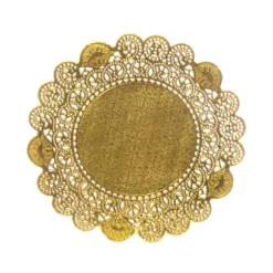 Paper Doily Round 12 Pack Gold (16.6cmD)