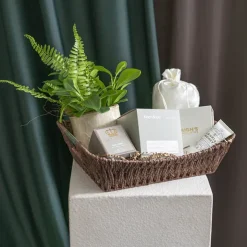 Paper Rope Tray w Metal Handles Rectangle Brown(34x27x9cm)