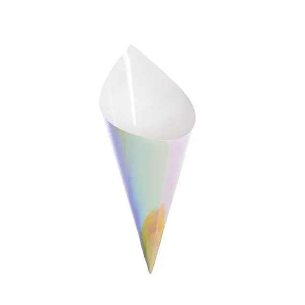 Paper Snack & Confetti Cone Pack 10 Iridescent (9cmDx24cmH)
