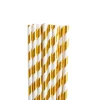 Paper Straws Striped Gold Pack 25 (6mmDx20cmH)