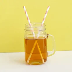 Paper Straws Striped Pink Pack 25 (6mmDx20cmH)