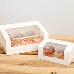 Patisserie Window Box 6 Cupcakes White (255x200x100mmH)