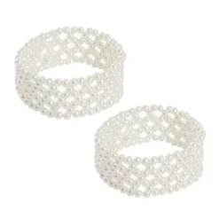 Pearl Criss Cross Corsage Wrist Bracelet Pack2 Cream(8x3cmH)