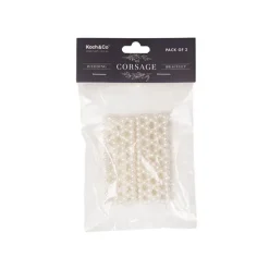 Pearl Criss Cross Corsage Wrist Bracelet Pack2 Cream(8x3cmH)