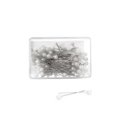 Pearl Pins Round Head Bulk 100 Pack White (4mm x 3.7cm)
