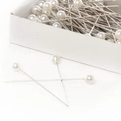 Pearl Pins Round Head Bulk 144 Pack White (5mmx50mmH)