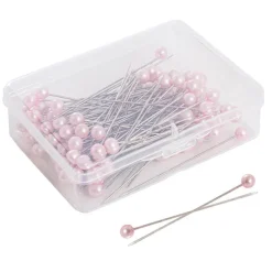 Pearl Pins Round Head Bulk 100 Pack Soft Pink (6mmx6.5cmH)