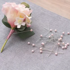 Pearl Pins Round Head Bulk 100 Pack Soft Pink (6mmx6.5cmH)