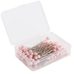 Pearl Pins Round Head Bulk 100 Pack Soft Pink (6mmx6.5cmH)