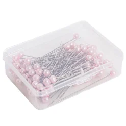 Pearl Pins Round Head Bulk 100 Pack Soft Pink (6mmx6.5cmH)