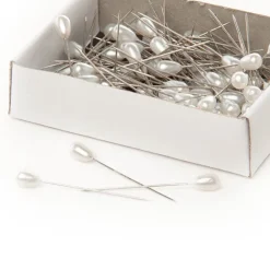 Pearl Pins Teardrop Head Bulk 144 Pack White (5mmx38mmH)