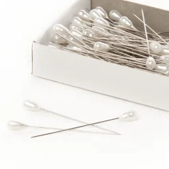 Pearl Pins Teardrop Head Bulk 144 Pack White (5mmx50mmH)