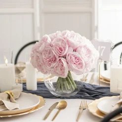 Peony Bouquet Emily x8 Flowers Pink (34cmH)